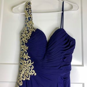 Navy One Strap Long Dress. Worn for Military Ball.